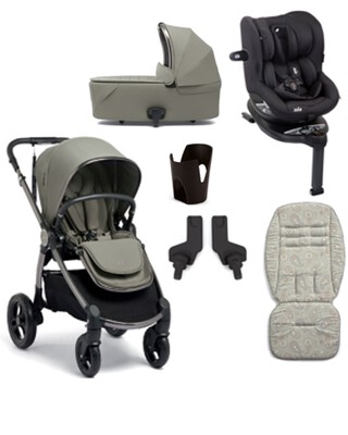 Ocarro 6 Piece Essentials Bundle Everest with Joie i-Spin 360 i-Size Car Seat Coal